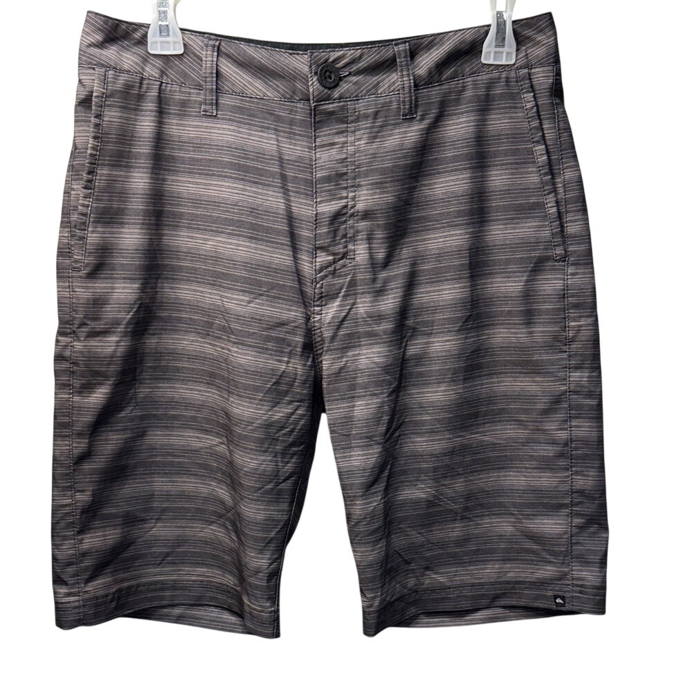 Quiksilver Amphibians Mens Grey Striped Hybrid‎ Walk Shorts Boardshorts